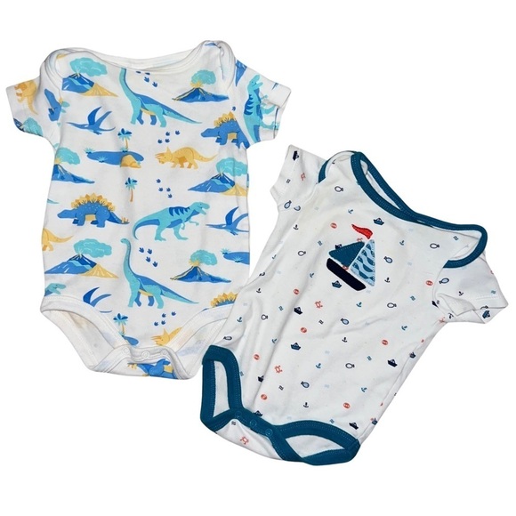 Starting Out Set of Boys Short Sleeved Onesies Sizes 3 & 6 Months - Picture 1 of 7